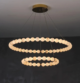2-Tier Alabaster Globe Ring Chandelier for Dining Room & Foyer