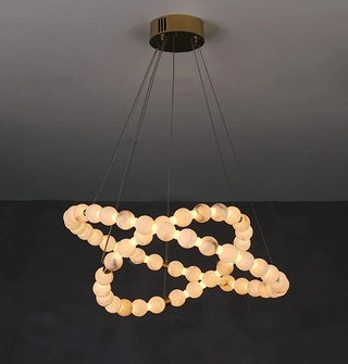2-Tier Alabaster Globe Ring Chandelier for Dining Room & Foyer