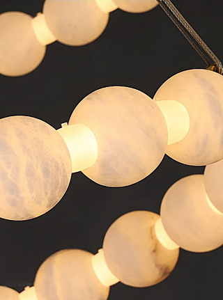 2-Tier Alabaster Globe Ring Chandelier for Dining Room & Foyer