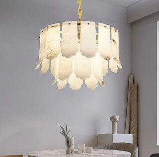 2-Tier Alabaster Leaf Chandelier for Dining Room & Bedroom