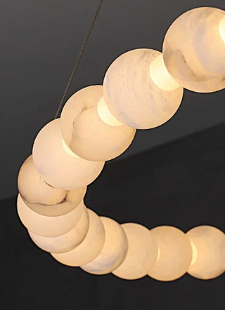 2-Tier Alabaster Globe Ring Chandelier for Dining Room & Foyer