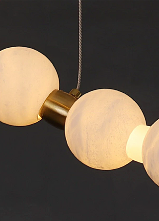 2-Tier Alabaster Globe Ring Chandelier for Dining Room & Foyer