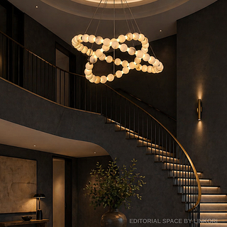 2-Tier Alabaster Globe Ring Chandelier for Dining Room & Foyer