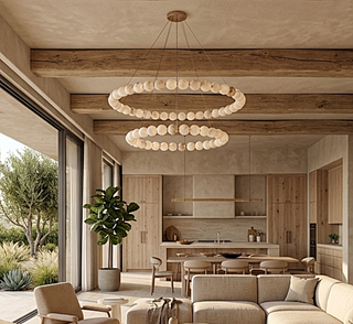 2-Tier Alabaster Globe Ring Chandelier for Dining Room & Foyer