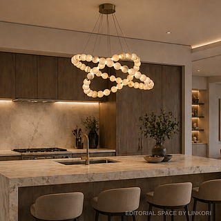 2-Tier Alabaster Globe Ring Chandelier for Dining Room & Foyer